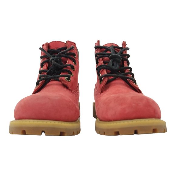 Timberland Nubuck Leather Boots Boys Size US 3 UK 2.5 EU 35 Red 6578R Hiking - Picture 4 of 12